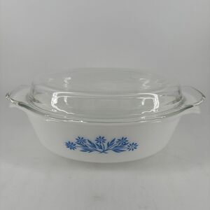 Anchor Hocking Fire King #433 Blue Cornflower 1.5 qt Casserole Dish w/Lid Gift